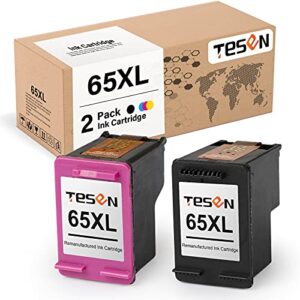 tesen 65xl remanufactured 65xl ink cartridge replacement for hp 65xl 65 xl for use in hp envy 5055 5010 5012 5020 deskjet 3755 2621 2622 2635 2640 3720 3722 amp 100 120 125 (2 pack, 1black+1color)