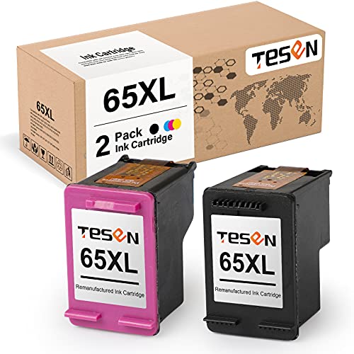 TESEN 65XL Remanufactured 65XL Ink Cartridge Replacement for HP 65XL 65 XL for use in HP Envy 5055 5010 5012 5020 DeskJet 3755 2621 2622 2635 2640 3720 3722 AMP 100 120 125 (2 Pack, 1Black+1Color)