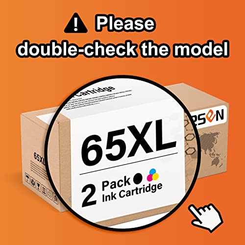 TESEN 65XL Remanufactured 65XL Ink Cartridge Replacement for HP 65XL 65 XL for use in HP Envy 5055 5010 5012 5020 DeskJet 3755 2621 2622 2635 2640 3720 3722 AMP 100 120 125 (2 Pack, 1Black+1Color)