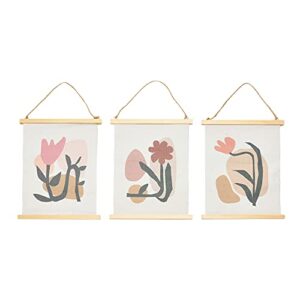 main + mesa abstract floral canvas wall scrolls, set of 3