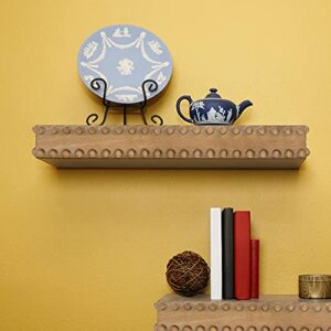 American Art Decor Small Rustic Beaded Wood Decorative Floating Wall Mounted Shelf - Natural - 24.75" L x 3" H x 9.5" D