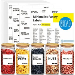 hebayy 345 pantry & kitchen labels, minimalist water & oil resistant pantry label stickers food jar label for organization and storage