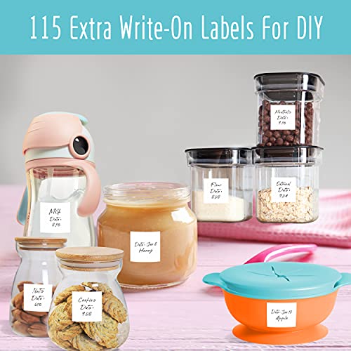 Hebayy 345 Pantry & Kitchen Labels, Minimalist Water & Oil Resistant Pantry Label Stickers Food Jar Label for Organization and Storage