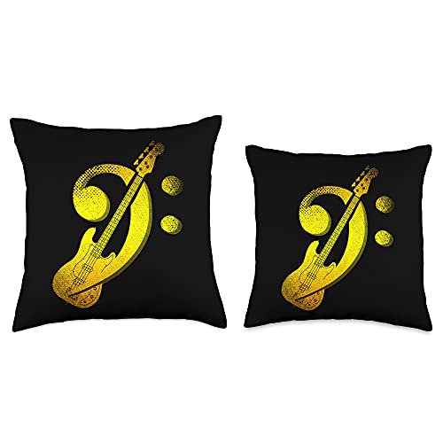 Bass Guitarist Gift Idea Bass Music Bassist Instrument Rock Music Clef Bass Guitar Throw Pillow, 18x18, Multicolor