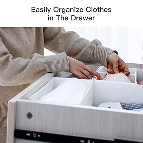 Rectangular Soft Fabric Dresser Drawer Organizer Closet Storage Organizer Bin Drawer Dividers for Lingerie, Bras, Socks, Leggings, Clothes, Purses, Scarves (White-large)