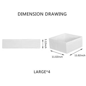 Rectangular Soft Fabric Dresser Drawer Organizer Closet Storage Organizer Bin Drawer Dividers for Lingerie, Bras, Socks, Leggings, Clothes, Purses, Scarves (White-large)