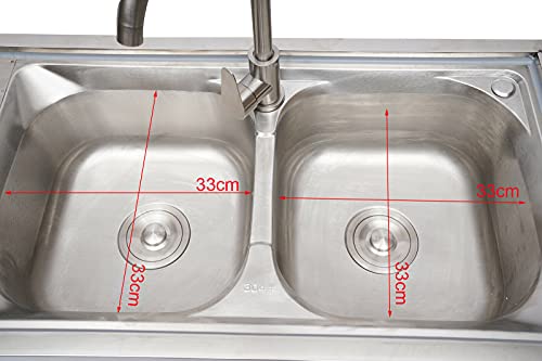 CNCEST 2 Compartment Stainless Steel Commercial Kitchen Prep & Utility Sink w/ Faucet,Fit For Commercial Restaurant Kitchen (2 Compartment Bowl (120x81x45cm))