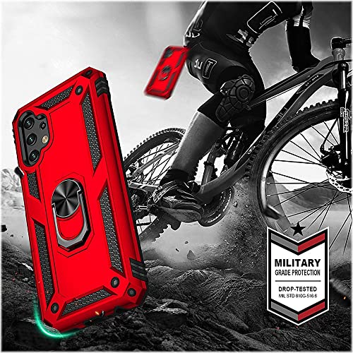 SaharaCase Military Kickstand Series Case Cover for Samsung Galaxy A13 LTE (2022) - Holder/Kickstand/Belt Clip - Rugged Protection Anti-Slip Grip Slim Fit (Red)