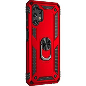 SaharaCase Military Kickstand Series Case Cover for Samsung Galaxy A13 LTE (2022) - Holder/Kickstand/Belt Clip - Rugged Protection Anti-Slip Grip Slim Fit (Red)