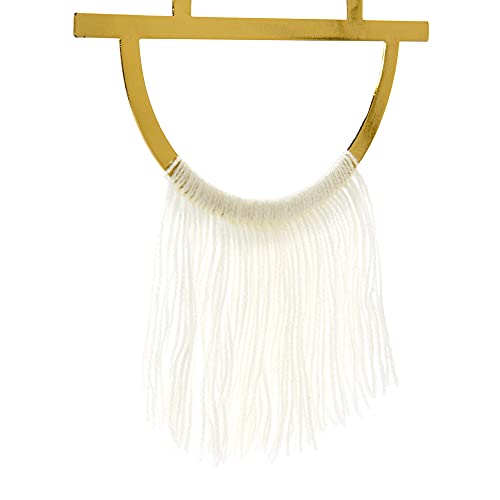 Main + Mesa Geometric Metal Wall Hanging with Tassel, Gold