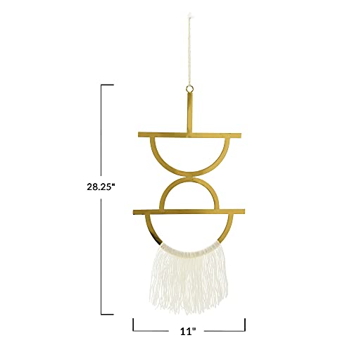 Main + Mesa Geometric Metal Wall Hanging with Tassel, Gold