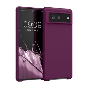 kwmobile tpu silicone case compatible with google pixel 6 - case slim phone cover with soft finish - bordeaux violet