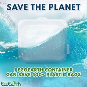 EcoEarth Reusable Food Storage Bags, 100% Food Grade Silicone Containers, Set of 5 Parsnip White (2 - Half-Gallon Size, 3 - Quart Size), Freezer-Safe, Dishwasher-Safe, Sous Vide-Safe & Microwave-Safe