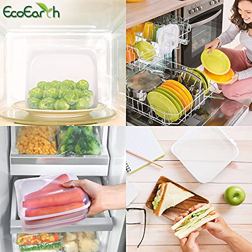 EcoEarth Reusable Food Storage Bags, 100% Food Grade Silicone Containers, Set of 5 Parsnip White (2 - Half-Gallon Size, 3 - Quart Size), Freezer-Safe, Dishwasher-Safe, Sous Vide-Safe & Microwave-Safe