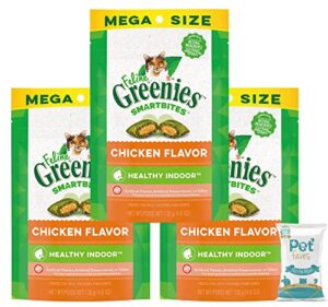 (3 pack) greenies feline smartbites healthy indoor , chicken 4oz, with 10ct pet wipes