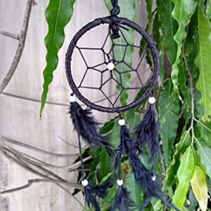 FIKIMOS Dream Catchers Wall Decor, Handmade Feather Bedroom Home Car Decor Nursery Room Hanging Decoration (3" Black Ring)