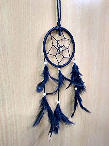 FIKIMOS Dream Catchers Wall Decor, Handmade Feather Bedroom Home Car Decor Nursery Room Hanging Decoration (3" Black Ring)