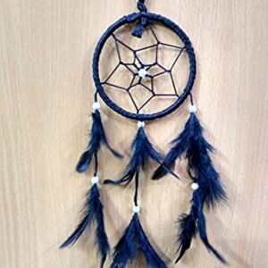 FIKIMOS Dream Catchers Wall Decor, Handmade Feather Bedroom Home Car Decor Nursery Room Hanging Decoration (3" Black Ring)