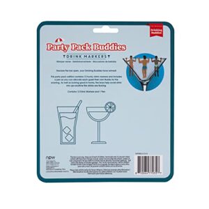 NPW Classic Themed Reusable Glass Drink Markers, 12 Count, Assorted