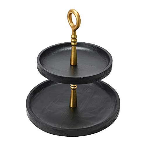 Main + Mesa Wood 2-Tier Decorative Tray, Black/Gold