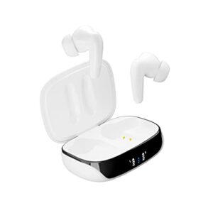saknip all-in-one hybrid active noise cancelling wireless earbuds, anc in ear headphones ipx6 waterproof wireless charging bluetooth 5.1 premium deep bass earphones, white