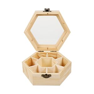 exceart vintage jewelry box jewelry organizer tray wood jewelry storage box with hinged lid hexagon wooden storage for crafting making jewelry box bulk jewelry boxes jewelry organizer tray