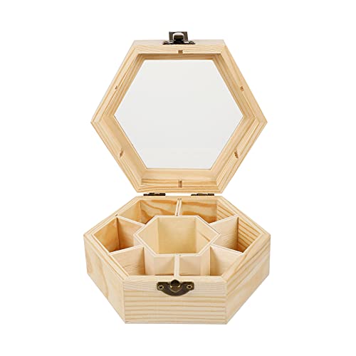 EXCEART Vintage Jewelry Box Jewelry Organizer Tray Wood Jewelry Storage Box with Hinged Lid Hexagon Wooden Storage for Crafting Making Jewelry Box Bulk Jewelry Boxes Jewelry Organizer Tray