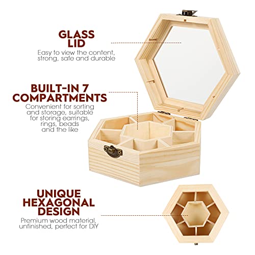 EXCEART Vintage Jewelry Box Jewelry Organizer Tray Wood Jewelry Storage Box with Hinged Lid Hexagon Wooden Storage for Crafting Making Jewelry Box Bulk Jewelry Boxes Jewelry Organizer Tray