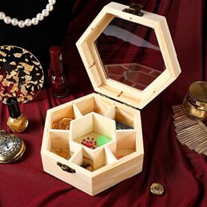 EXCEART Vintage Jewelry Box Jewelry Organizer Tray Wood Jewelry Storage Box with Hinged Lid Hexagon Wooden Storage for Crafting Making Jewelry Box Bulk Jewelry Boxes Jewelry Organizer Tray