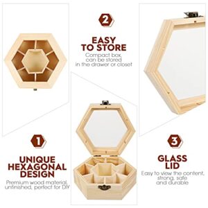 EXCEART Vintage Jewelry Box Jewelry Organizer Tray Wood Jewelry Storage Box with Hinged Lid Hexagon Wooden Storage for Crafting Making Jewelry Box Bulk Jewelry Boxes Jewelry Organizer Tray