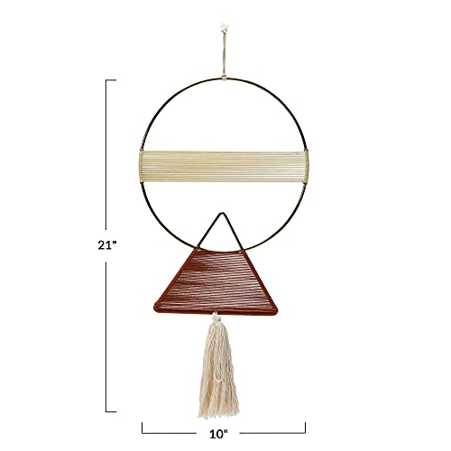 Main + Mesa Geometric Metal and Cotton Wall Hanging with Tassel