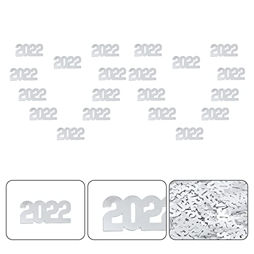 BESTOYARD 3 Packs 2022 Number Confetti Happy New Year 2022 Paper Scatter Confetti Scene Layout Prop Table Centerpiece Decor for Home Bar Party Supplies Silver