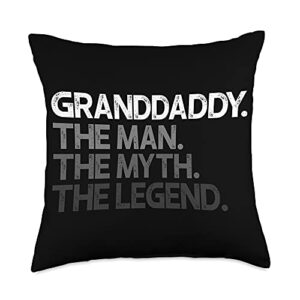 gifts for granddaddy granddaddy man the myth legend throw pillow, 18x18, multicolor
