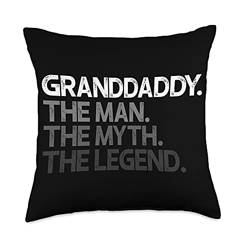 Gifts For Granddaddy Granddaddy Man The Myth Legend Throw Pillow, 18x18, Multicolor