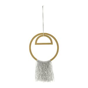 main + mesa round metal wall hanging with tassel, gold