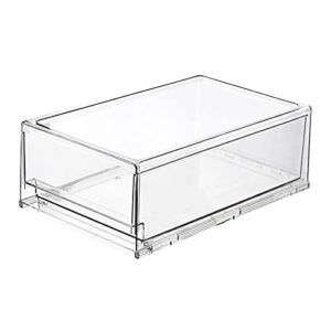 homerefrom stackable organizer drawer, clear plastic storage box, pull-out bin, home, office, closet & shoe organization, bpa-free, food/fridge/freezer safe (clear)