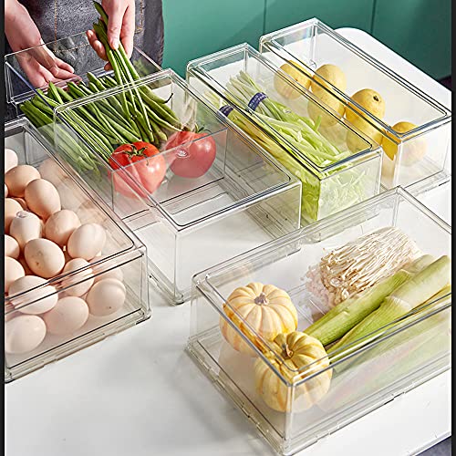 HOMEREFROM Stackable Organizer Drawer, Clear Plastic Storage Box, Pull-Out Bin, Home, Office, Closet & Shoe Organization, BPA-Free, Food/Fridge/Freezer Safe (Clear)