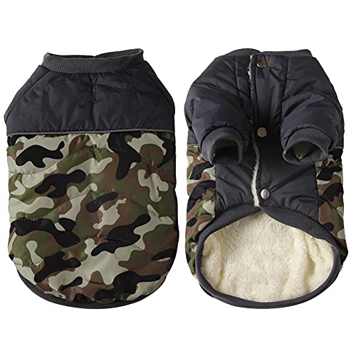 Vecomfy Fleece Lining Warm Dog Coats for Small Dogs Waterproof Puppy Jacket for Winter Green Camo M