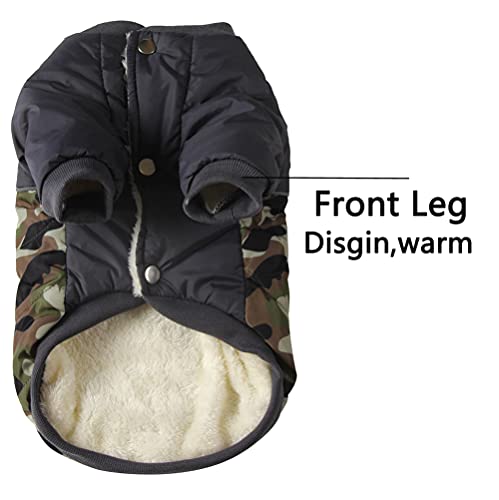 Vecomfy Fleece Lining Warm Dog Coats for Small Dogs Waterproof Puppy Jacket for Winter Green Camo M