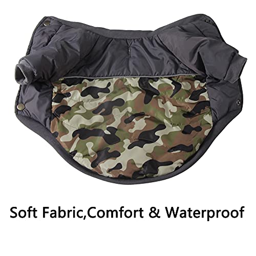Vecomfy Fleece Lining Warm Dog Coats for Small Dogs Waterproof Puppy Jacket for Winter Green Camo M