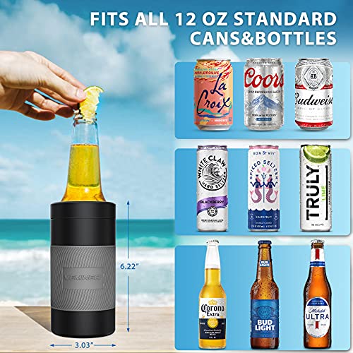 Vemingo 4-IN-1 Insulated Can Cooler, Double-Walled Stainless Steel Insulator for 12 OZ Standard Cans/Slim Cans & 12 OZ Bottles, for Women/Men