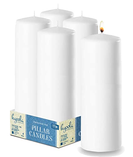 Hyoola White Pillar Candles 2x8 Inch - 4 Pack Unscented Pillar Candles - European Made