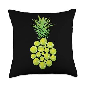 pineapple served pineapple tennis balls funny fruit hawaii hawaiian ace serve throw pillow, 18x18, multicolor