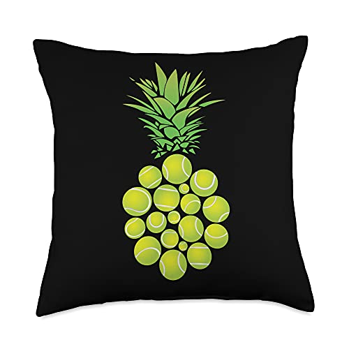 Pineapple Served Pineapple Tennis Balls Funny Fruit Hawaii Hawaiian Ace Serve Throw Pillow, 18x18, Multicolor