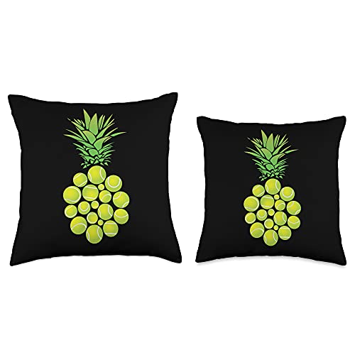 Pineapple Served Pineapple Tennis Balls Funny Fruit Hawaii Hawaiian Ace Serve Throw Pillow, 18x18, Multicolor