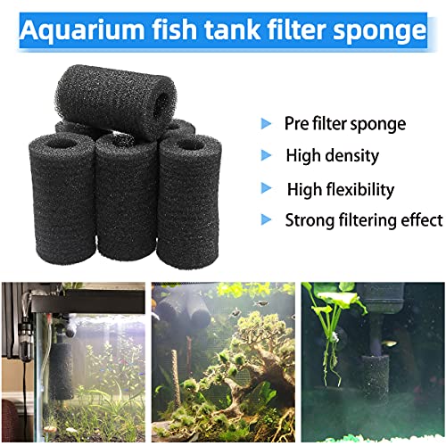 yuntop 6pcs Pre-Filter Sponge, Pre Filter Foam Sponge Roll for Aquarium Fish Tank (8 x 4cm /3.1x1.6 inch)