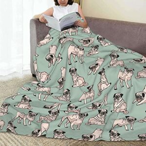 wodealmug Women's Dog Pug Throw Blankets Plush Blanket Soft Worm Sherpa Fleece Blanket Adults for Kid Crib Couch Chair Living Room Travel(50"x60",Dog Pug)