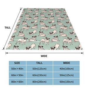 wodealmug Women's Dog Pug Throw Blankets Plush Blanket Soft Worm Sherpa Fleece Blanket Adults for Kid Crib Couch Chair Living Room Travel(50"x60",Dog Pug)