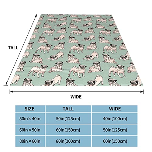 wodealmug Women's Dog Pug Throw Blankets Plush Blanket Soft Worm Sherpa Fleece Blanket Adults for Kid Crib Couch Chair Living Room Travel(50"x60",Dog Pug)