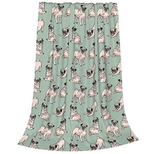 wodealmug Women's Dog Pug Throw Blankets Plush Blanket Soft Worm Sherpa Fleece Blanket Adults for Kid Crib Couch Chair Living Room Travel(50"x60",Dog Pug)